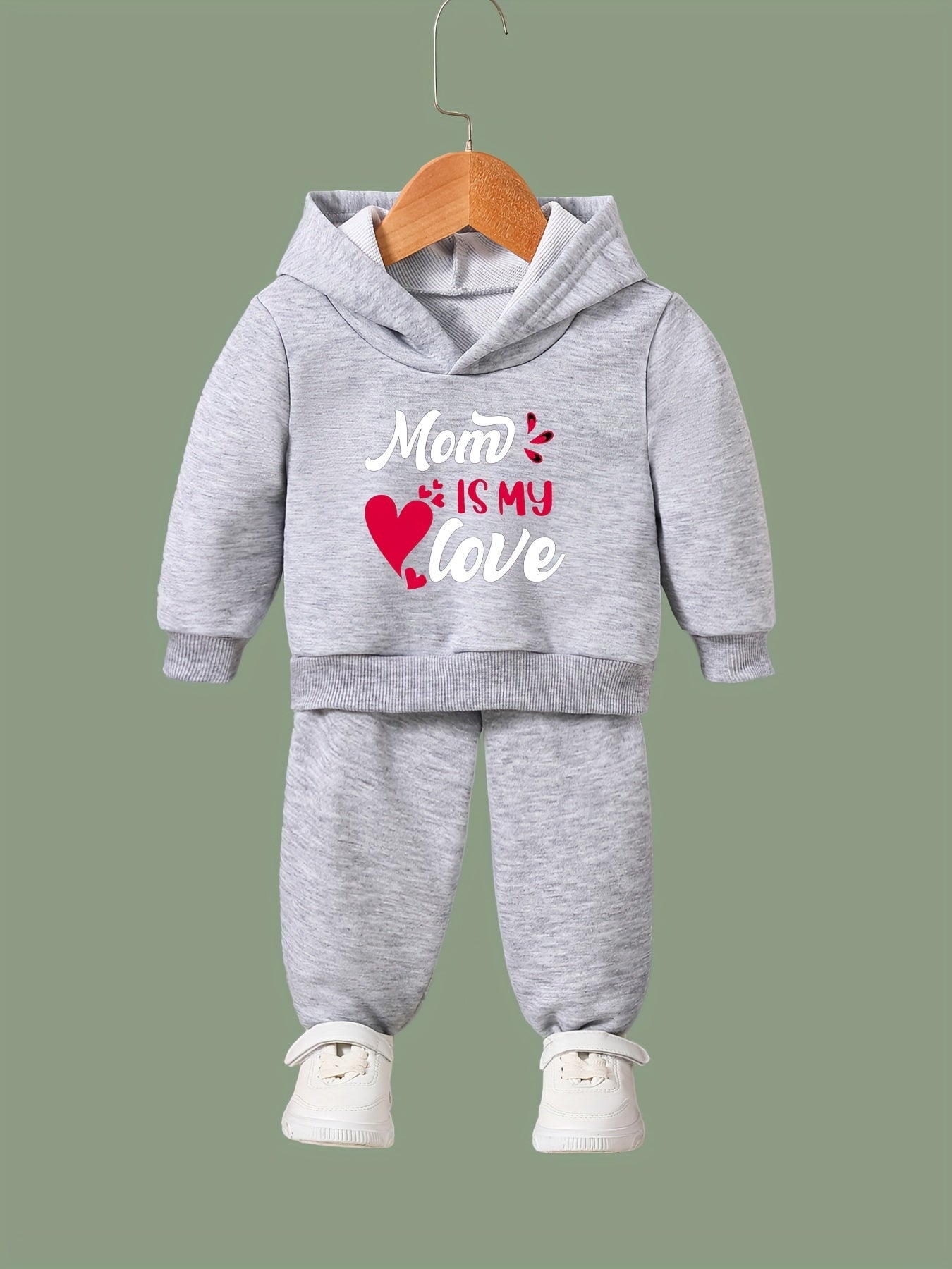 OERYUI Kids Breathable Activewear Set MOM IS MY LOVE Print Hoodies Pants Set