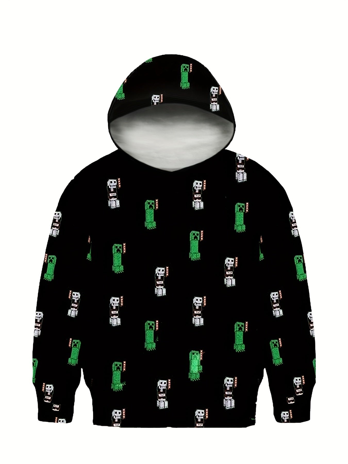 Boy's Pixel Monster Graphic Hoodie Breathable Hooded Sweatshirt