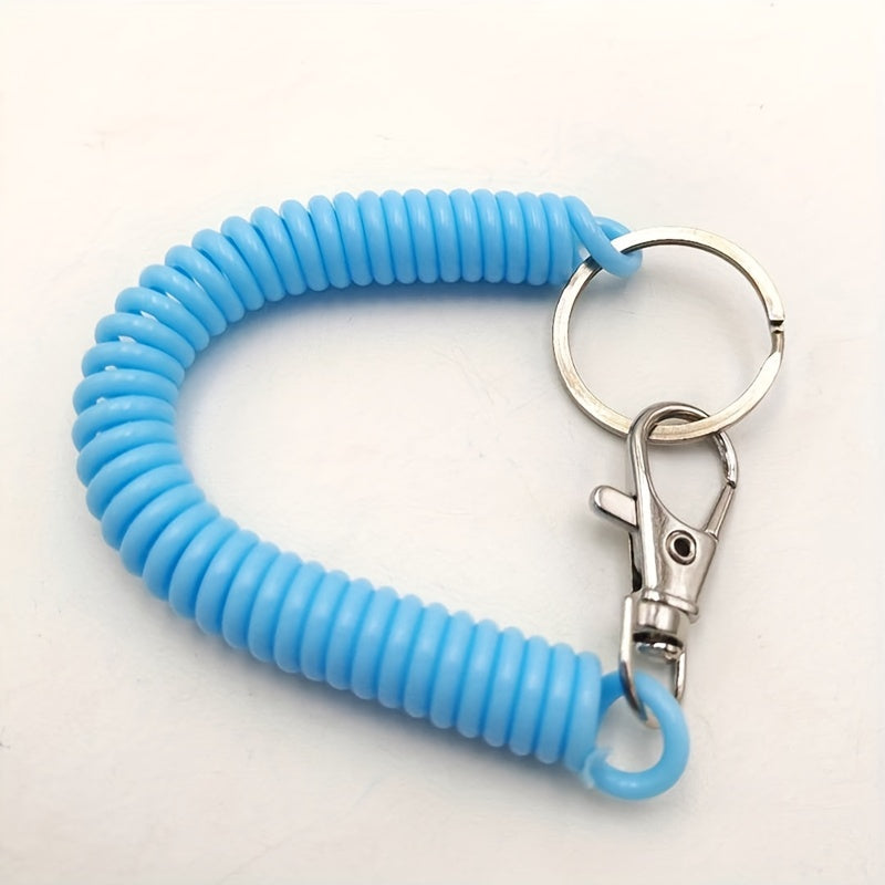 2pcs Retractable Plastic Spring Rope Key Chain Colorful Anti Lost Lanyard