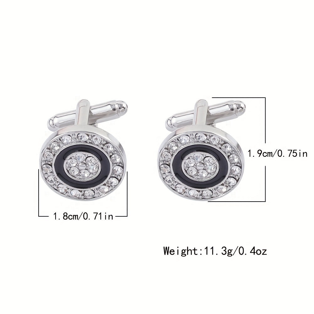 Rhinestone Round Cufflinks Suit Button Cufflinks Sleeves Shirt Studs