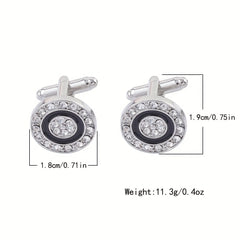 Rhinestone Round Cufflinks Suit Button Cufflinks Sleeves Shirt Studs