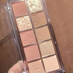 10 Colors Eyeshadow Palette Golden Brown Pumpkin Matte Pearly Shimmer