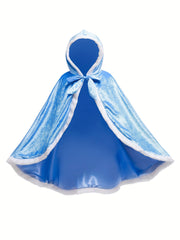 Girls Mermaid Princess Cape Cloak Glitter Party Prop Kids Halloween Fancy Dress