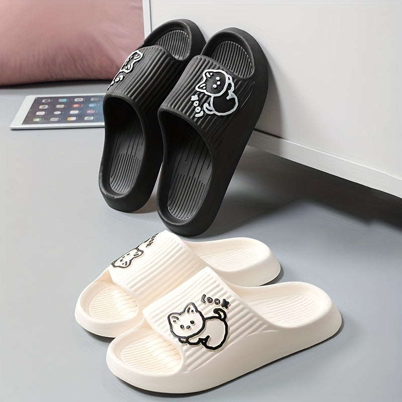 Men's Kitty Print Open Toe Slippers Lightweight Non Slip Shoes