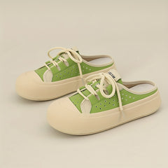 Women's Lace-up Mules Sneakers Retro Lightweight Walking Shoes