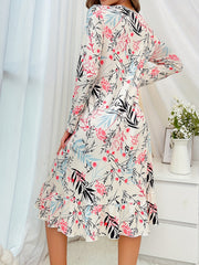 Floral Print Ruffle NightDress Long Sleeve Pajama Dress
