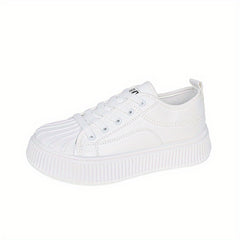 Women's Platform Sneakers Round Toe Lace Up Low Top Canvas Shoes
