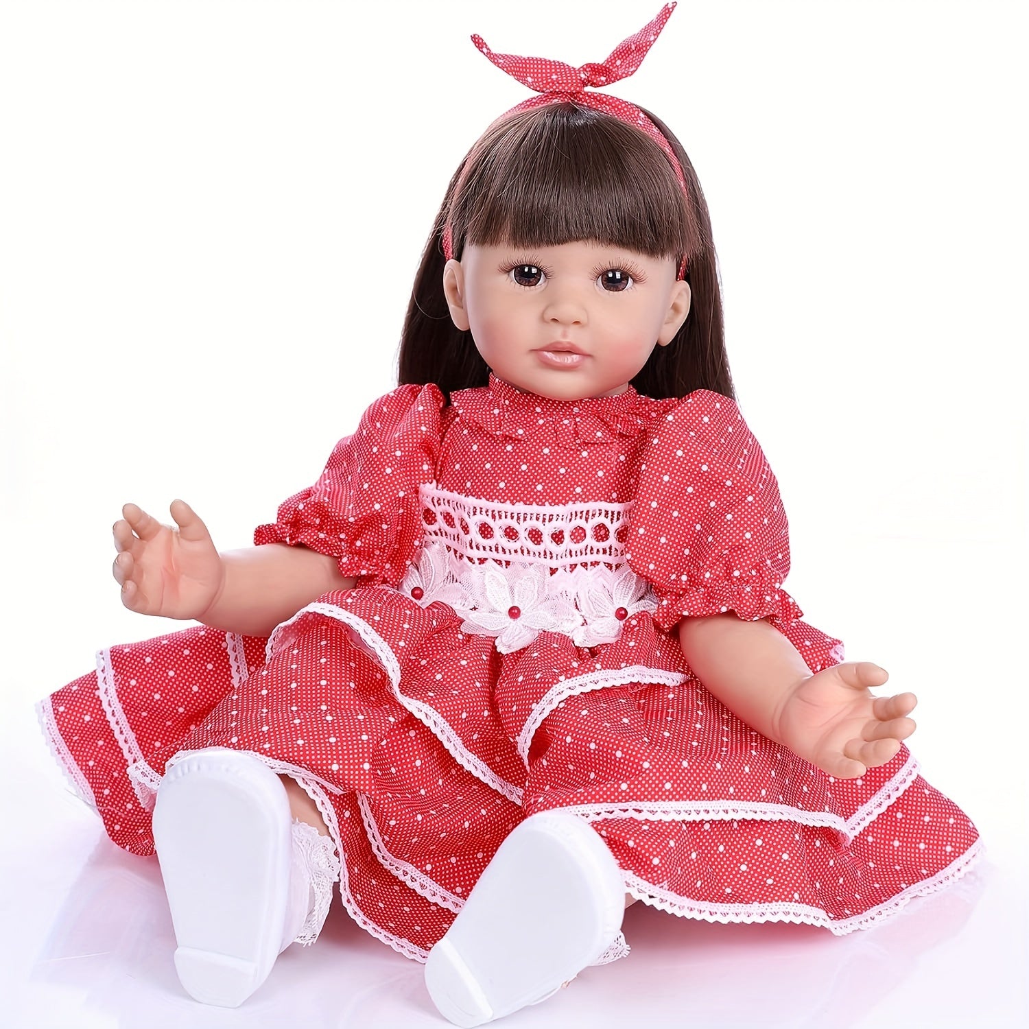 22" Reborn Doll Lifelike 55 Cm Silicone Girl Doll with Long Hair