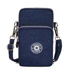 Women's Small Phone Bag with Letter Patch Zipper Cross Body Nylon Shoulder Bag