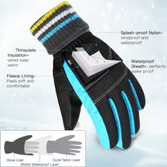 Thickened Skiing Gloves Warm Winter Outdoor Sports Gloves Non slip Skating Glove
