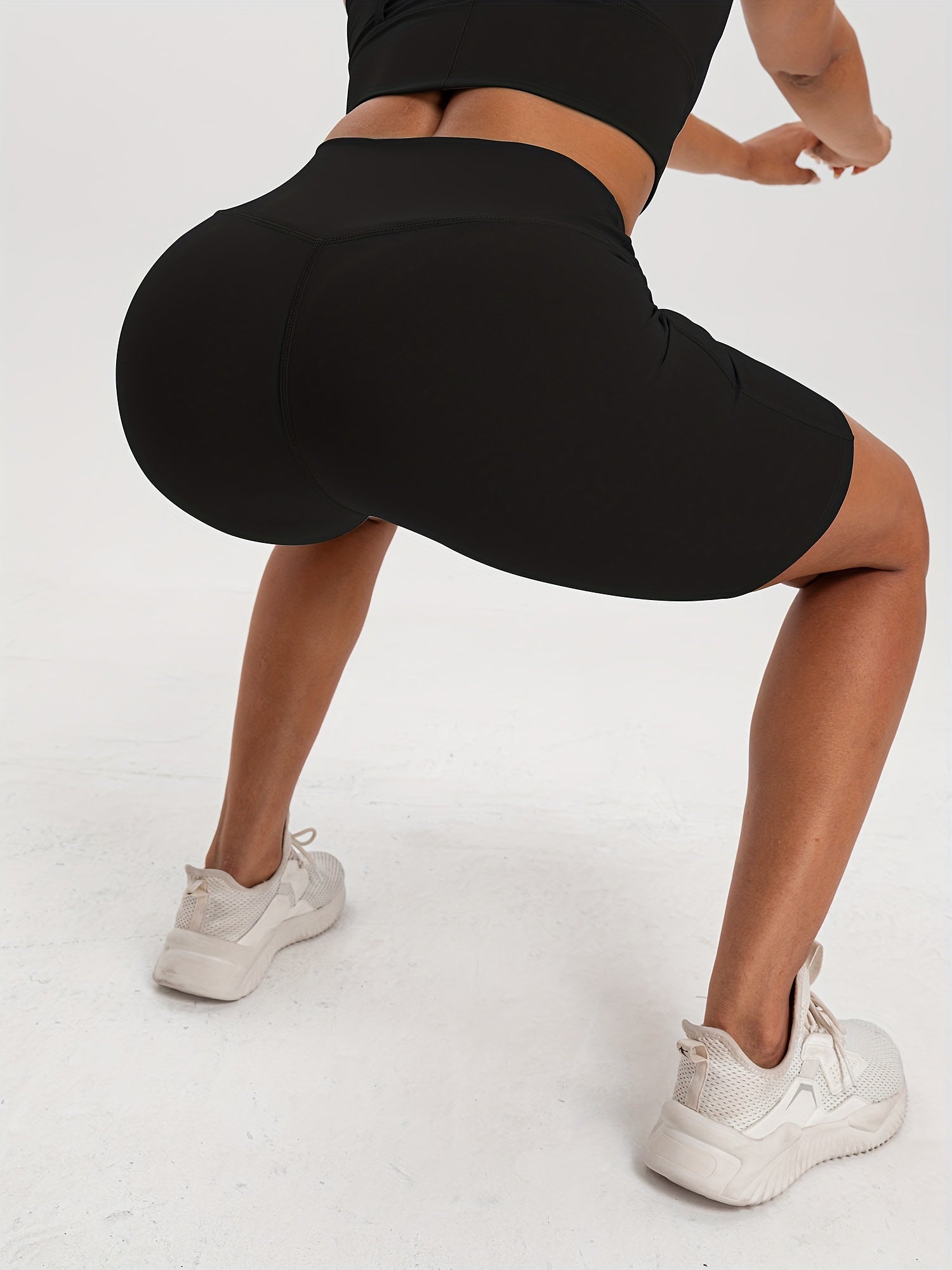 Geometric Pattern High Stretch Sports Shorts Tummy Control Running Shorts