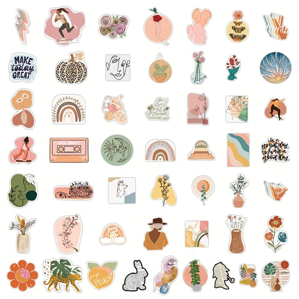 50pcs Bohemian Style Exotic Art Series Stickers For Laptop Water Cup Decoration
