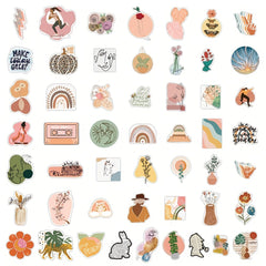 50pcs Bohemian Style Exotic Art Series Stickers For Laptop Water Cup Decoration