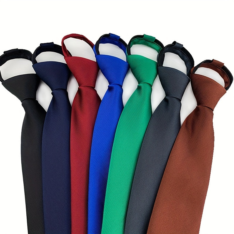 Solid Polyester Men's Zipper Necktie