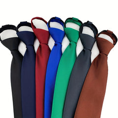 Solid Polyester Men's Zipper Necktie