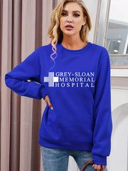 Letter Print Crew Neck Sweatshirt for Women