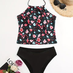 Floral Print Halter Neck Bikini Set