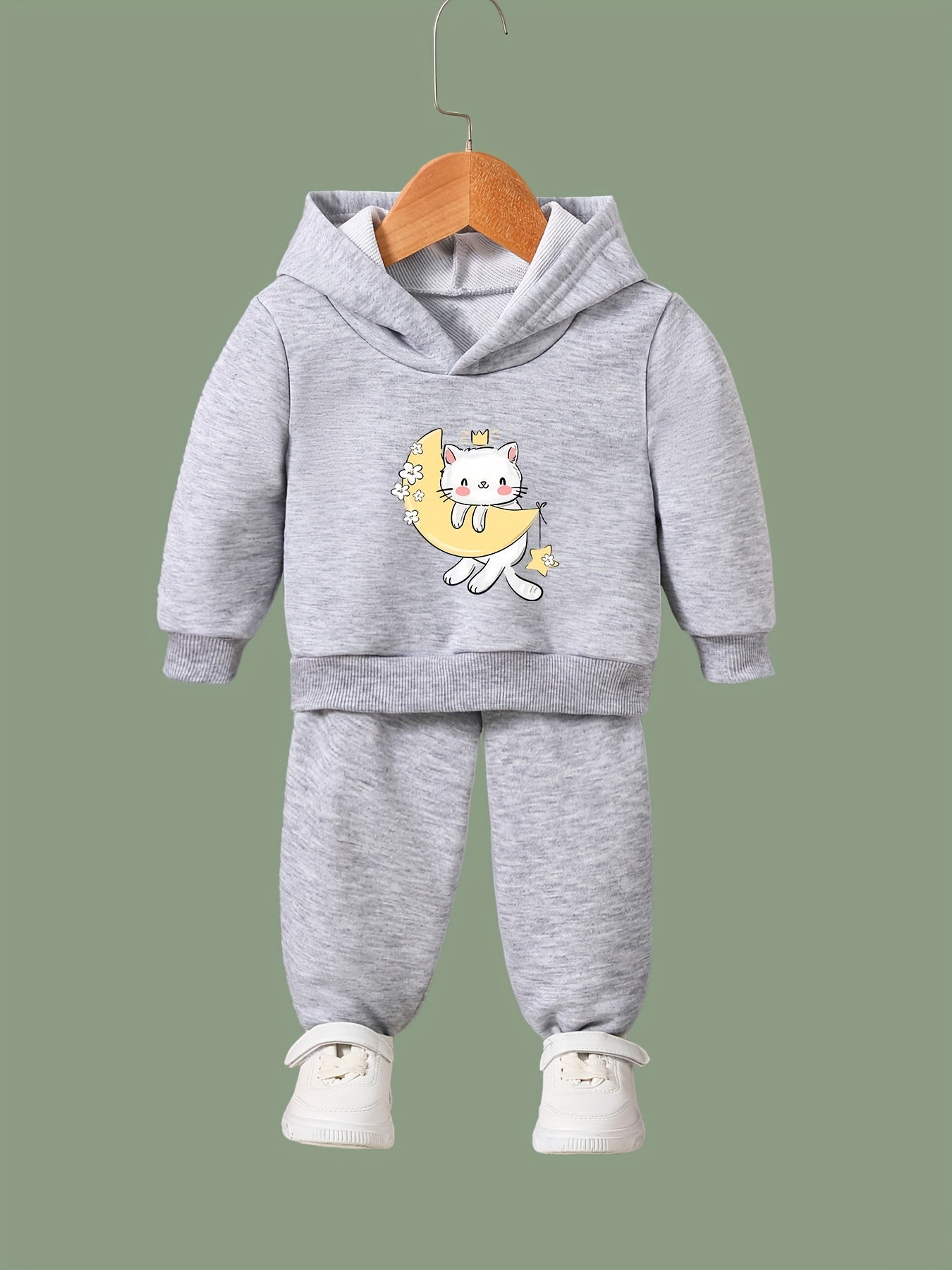 Cat & Moon Print Girls Outfits For Spring Fall Outdoor