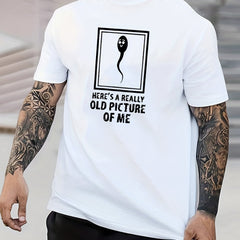 Funny Meme Sperm Print Men's Graphic Crew Neck T shirt Casual Comfy Tees