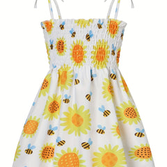 Girl's Butterflies Print Cami Dress for Beach - Summer Shirred Dress