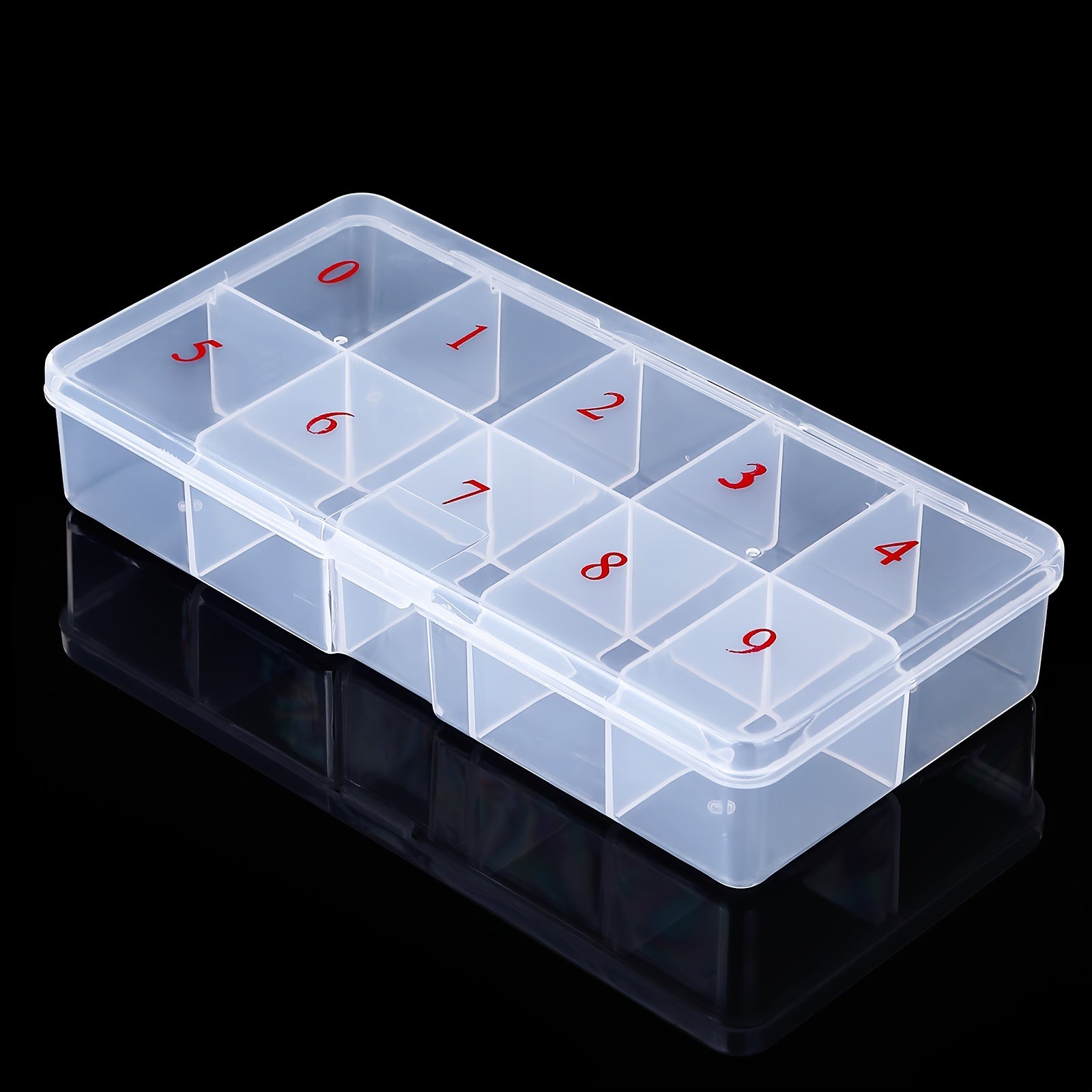 10-Section Clear Plastic Nail Tip Storage Organizer