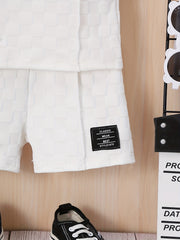 2pcs Boys Casual Center Solid Tees & Shorts Set Kids Outfits