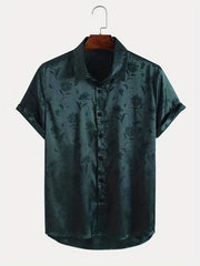 Men's Floral Print Short Sleeve Shirt for Summer Vacation