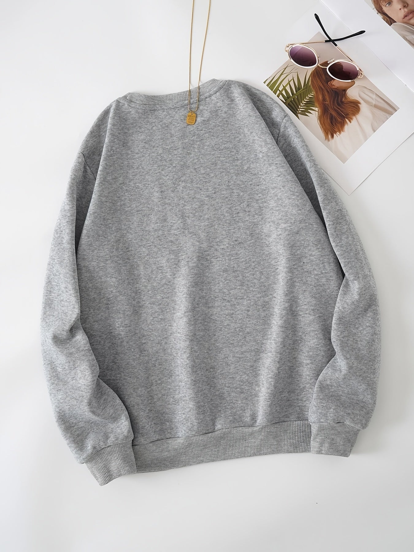 Oversized Crew Neck Long Sleeve Sweatshirt Women's Casual Basic Top