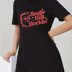 Santa Claus Print Short Sleeve Tee Dress