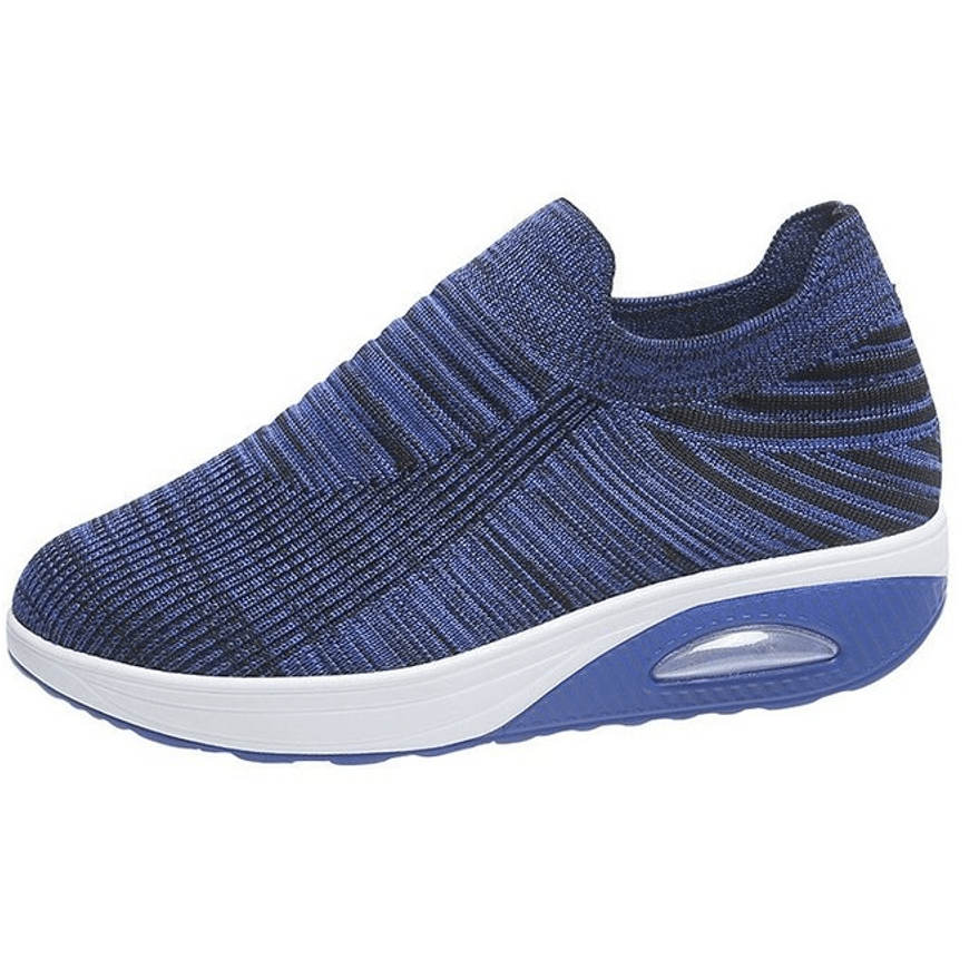 Women's Air Cushion Knit Sports Shoes Breathable Lace Up Low Top Running Shoes