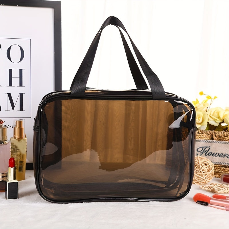 Clear Makeup Bags Cosmetic Bag With Compartments Handle Zipper Closure