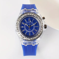 LED Rhinestone Student Couple Jelly Watch Soft Strap