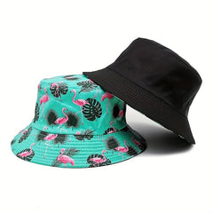 Flamingo Print Fisherman Hat Sun Hat Men Women Outdoor Sunscreen Basin Hat