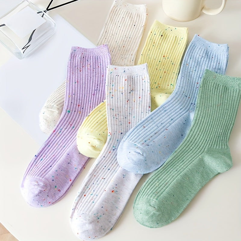 6 Pairs Colorful Polka Dot Socks Comfy & Breathable Mid Tube Socks Women's