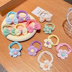 6pcs Flower Bow Hair Ties, Holiday Hair Accessory for Girls