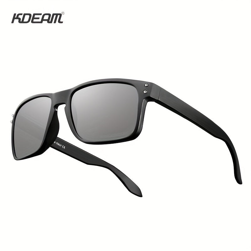 Men's Square Polarized Sunglasses Reflective Mirror Coated Film Glasses