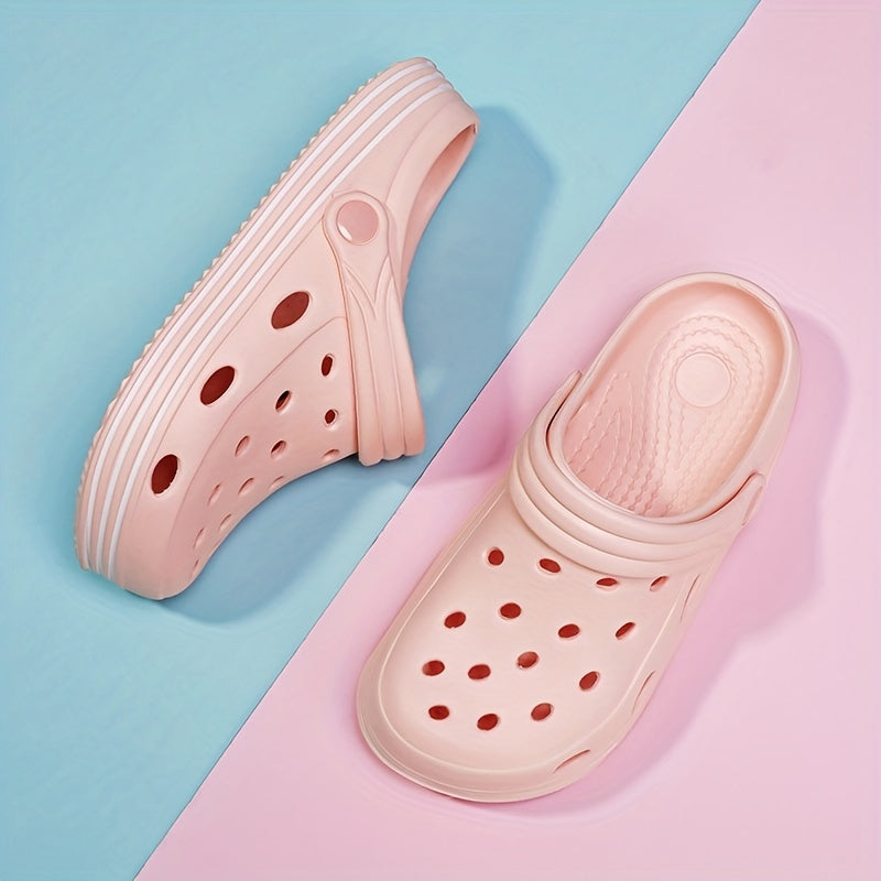 Women's Platform Clogs Casual Hollow Out Breathable Non Slip Slide Shoes