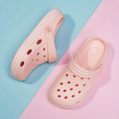 Women's Platform Clogs Casual Hollow Out Breathable Non Slip Slide Shoes