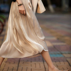 High Waist Pleated Skirt Solid Color Summer Women's Clothing