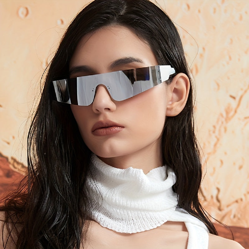Y2K Rimless Sunglasses Flat Top Cyberpunk Eyewear