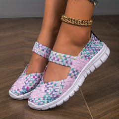 Women's Braided Walking Shoes Breathable Slip On Casual Knitted Shoes