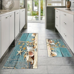 2pcs Shell Starfish Seaside Kitchen Mat - Easy Clean