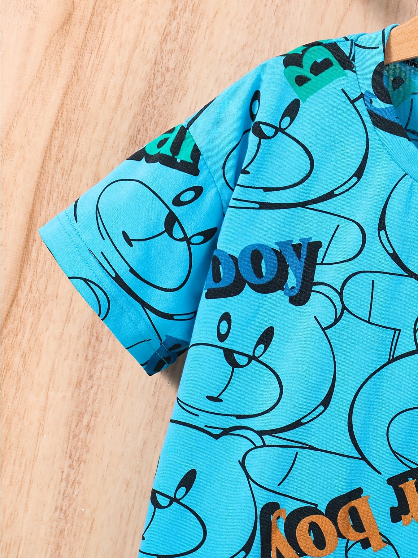 Bear Print Loose Short sleeved T shirt For Baby Boys