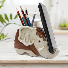 Elephant Pen Holder with Phone Holder and Desktop Storage