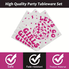 20pcs Cowgirl Party Pink Napkins Western Cowgirl Theme Birthday Supplies