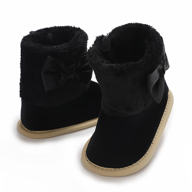 Bowknot Comfortable Boots For Baby Girls Soft Warm Plus Fleece Boots