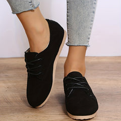 Women's Solid Flat Lace Up Low Round Toe Non slip Casual Outdoor Shoes