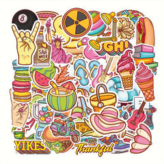 50pcs Water Bottles Vinyl Waterproof Laptop Skateboard Stickers