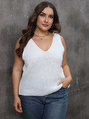 Sexy Knit Top Women's Plus Solid V Neck Twist Back Slight Stretch