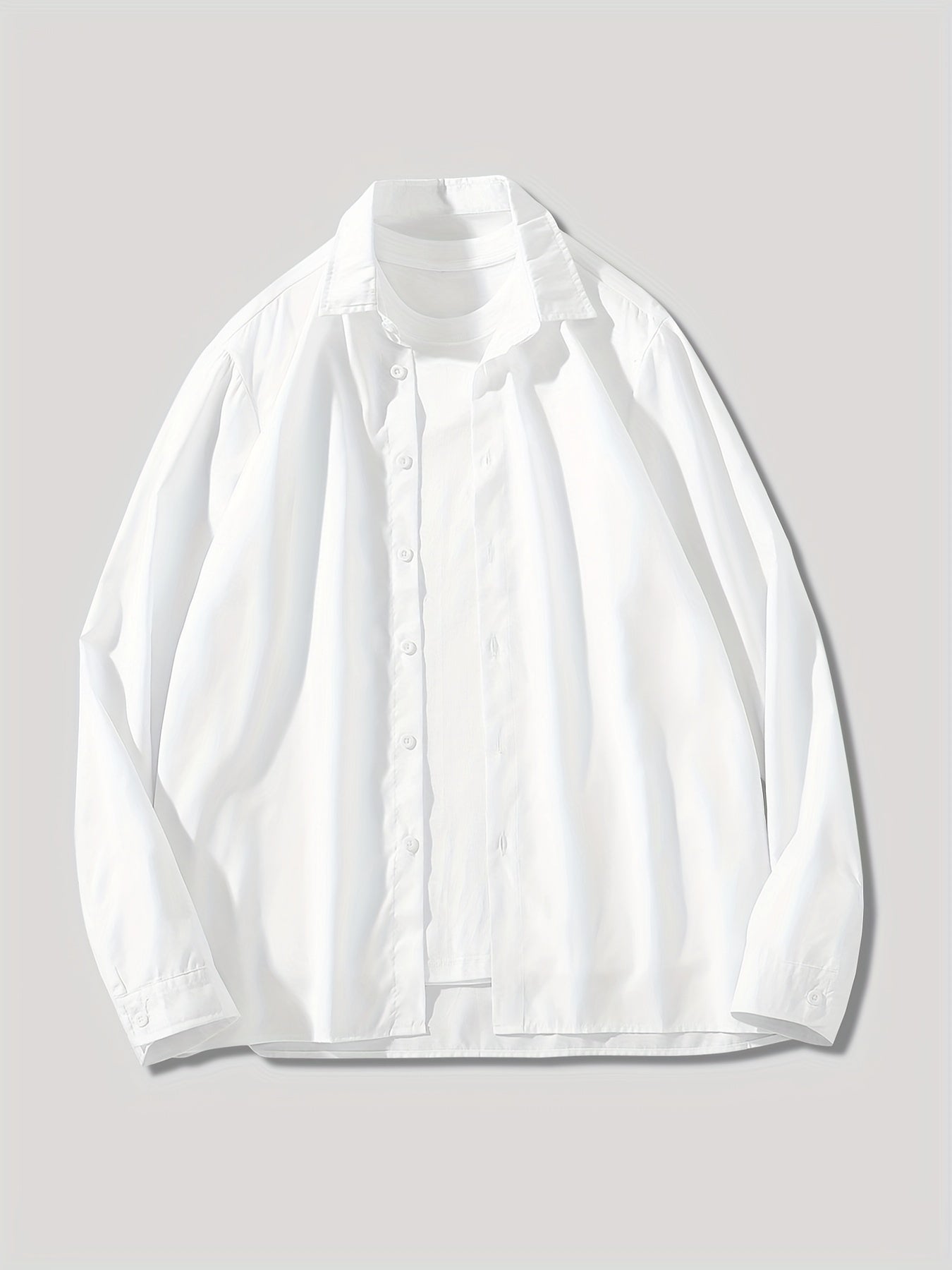 Men's Solid Print Casual Button Up Shirt for Spring Summer